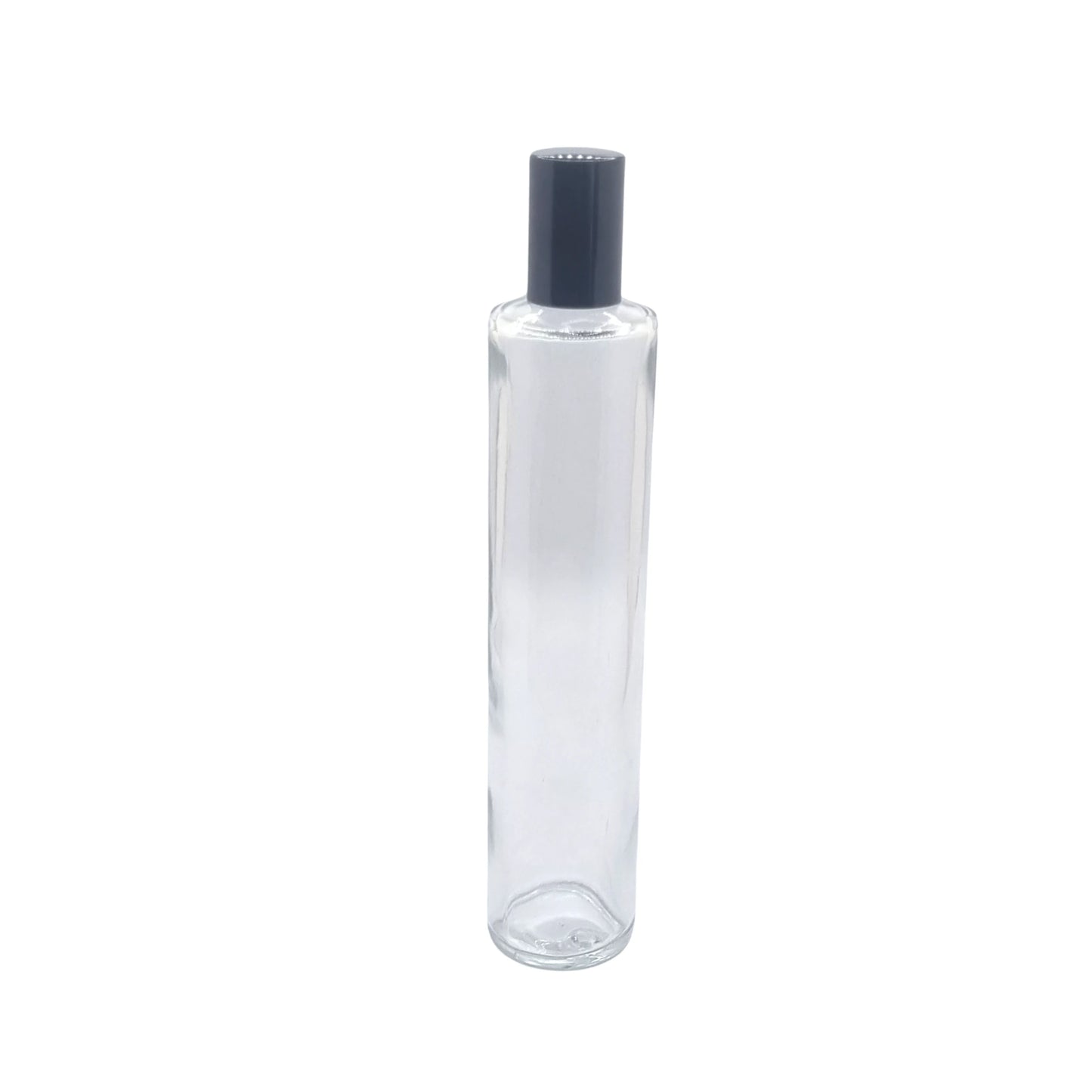 100ml tall cuban glass bottle with over cap in black