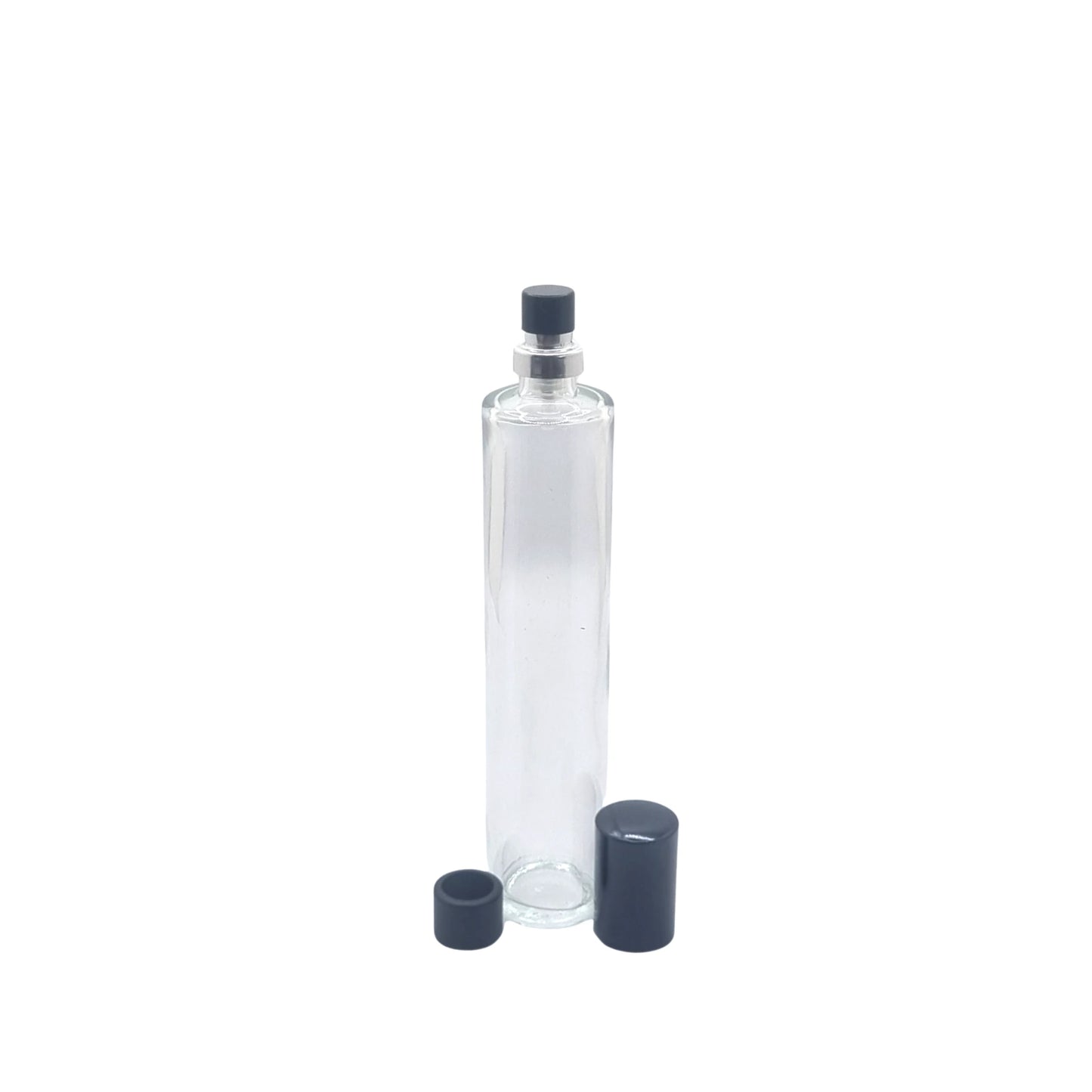 50ml tall cuban glass bottle with atomiser and caps
