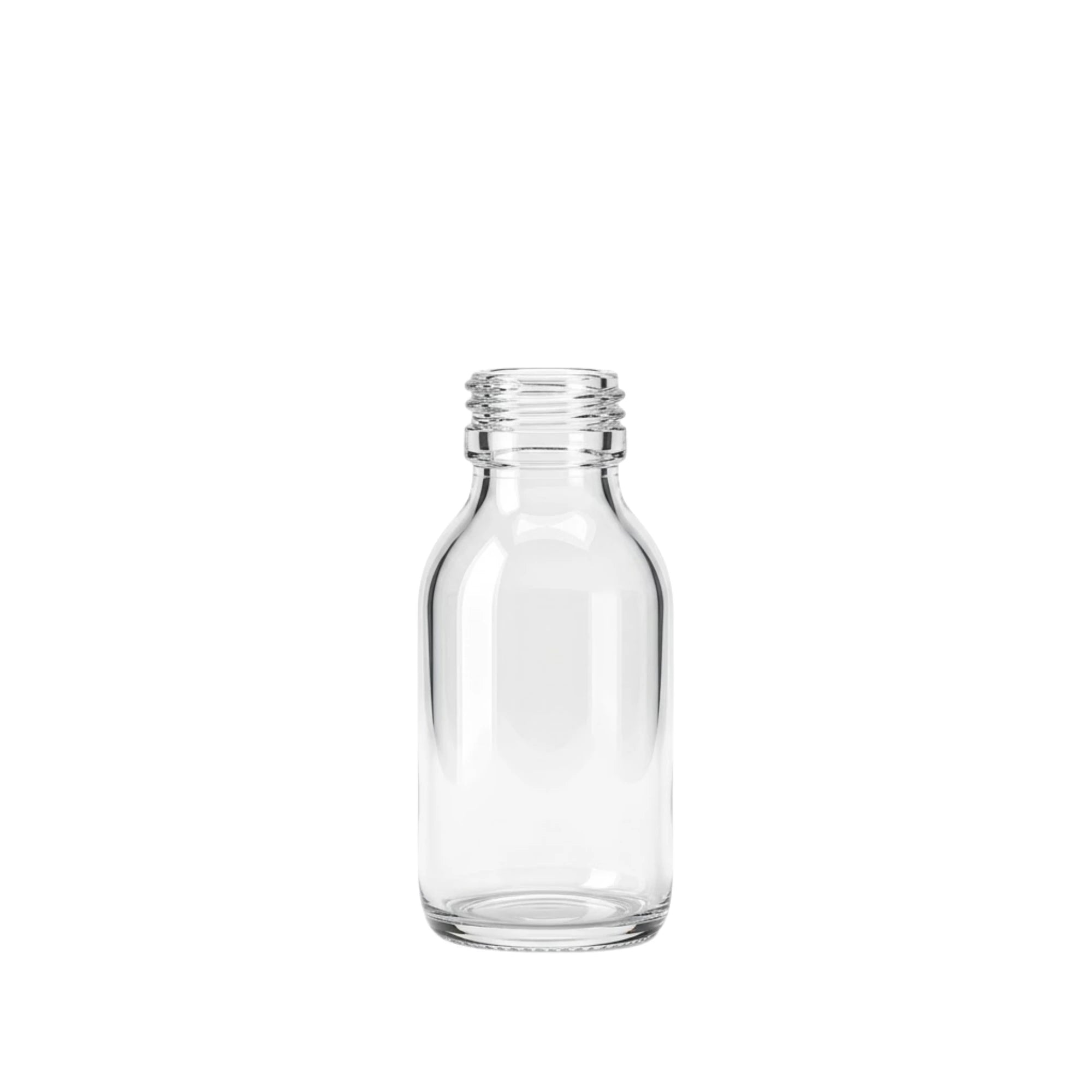 100ml Alpha/Sirop Clear Round Glass Bottle | Alpha and Sirop Bottles