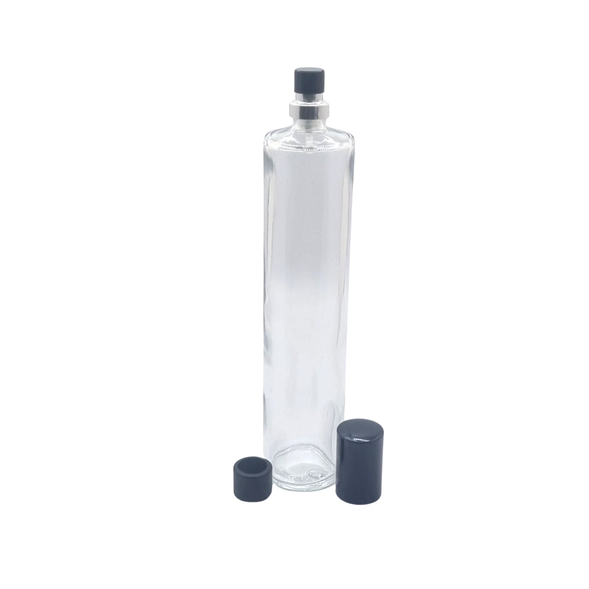 100ml tall cuban glass bottle with caps