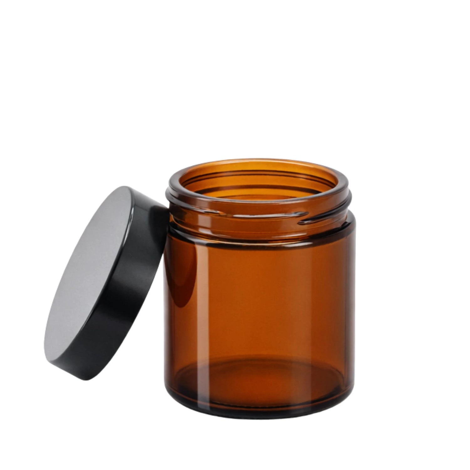 120ml amber candle jar with black lid