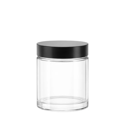 120ml Clear glass candle jar with black lid