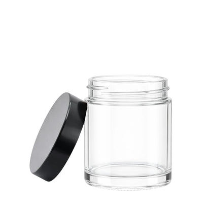 120ml Clear glass candle jar with black lid