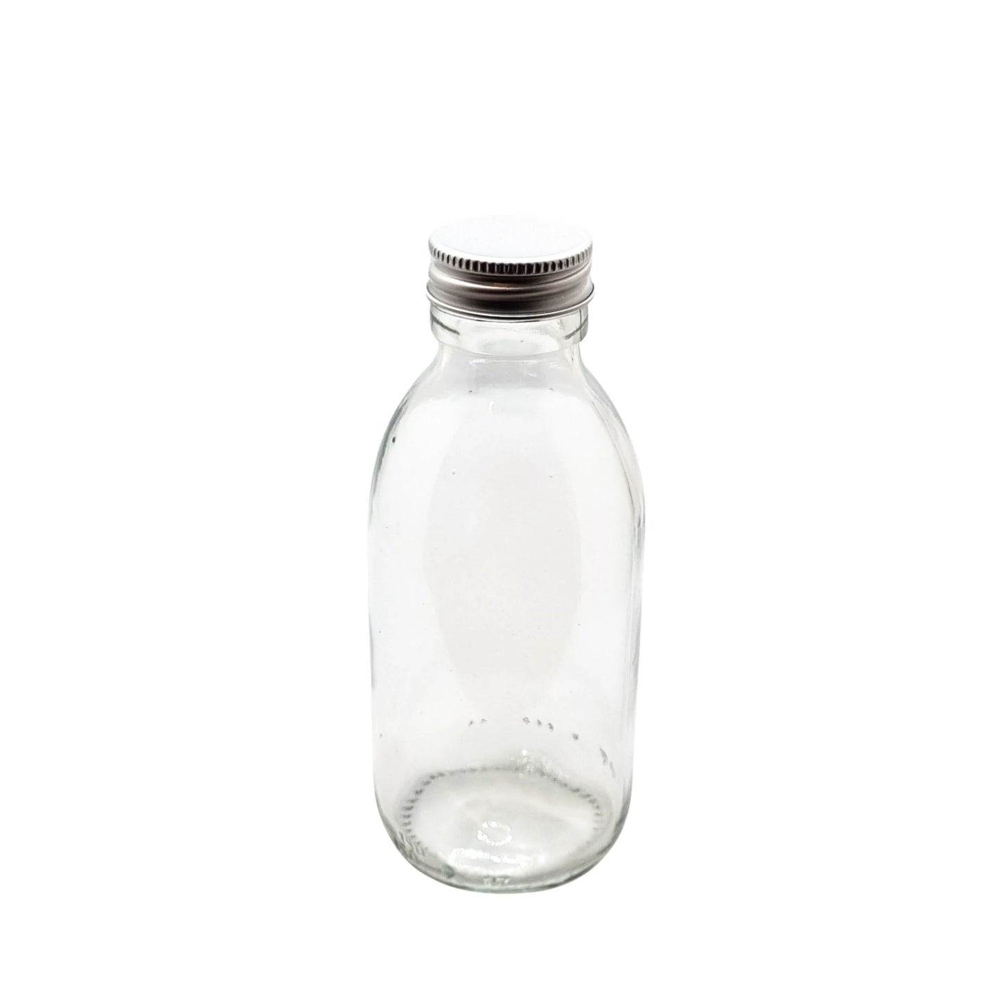 28R3 aluminium cap on clear bottle