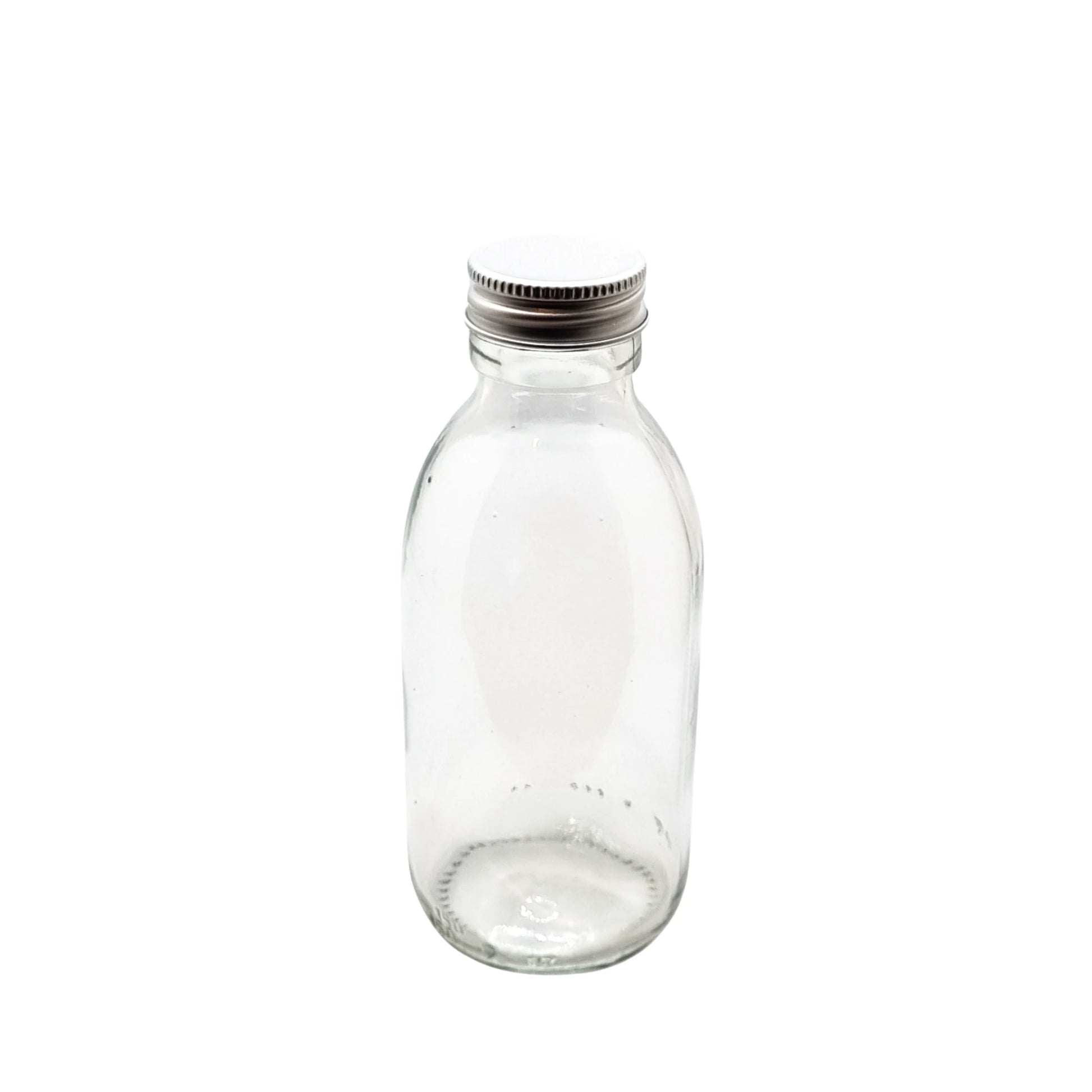 28R3 aluminium cap on clear bottle