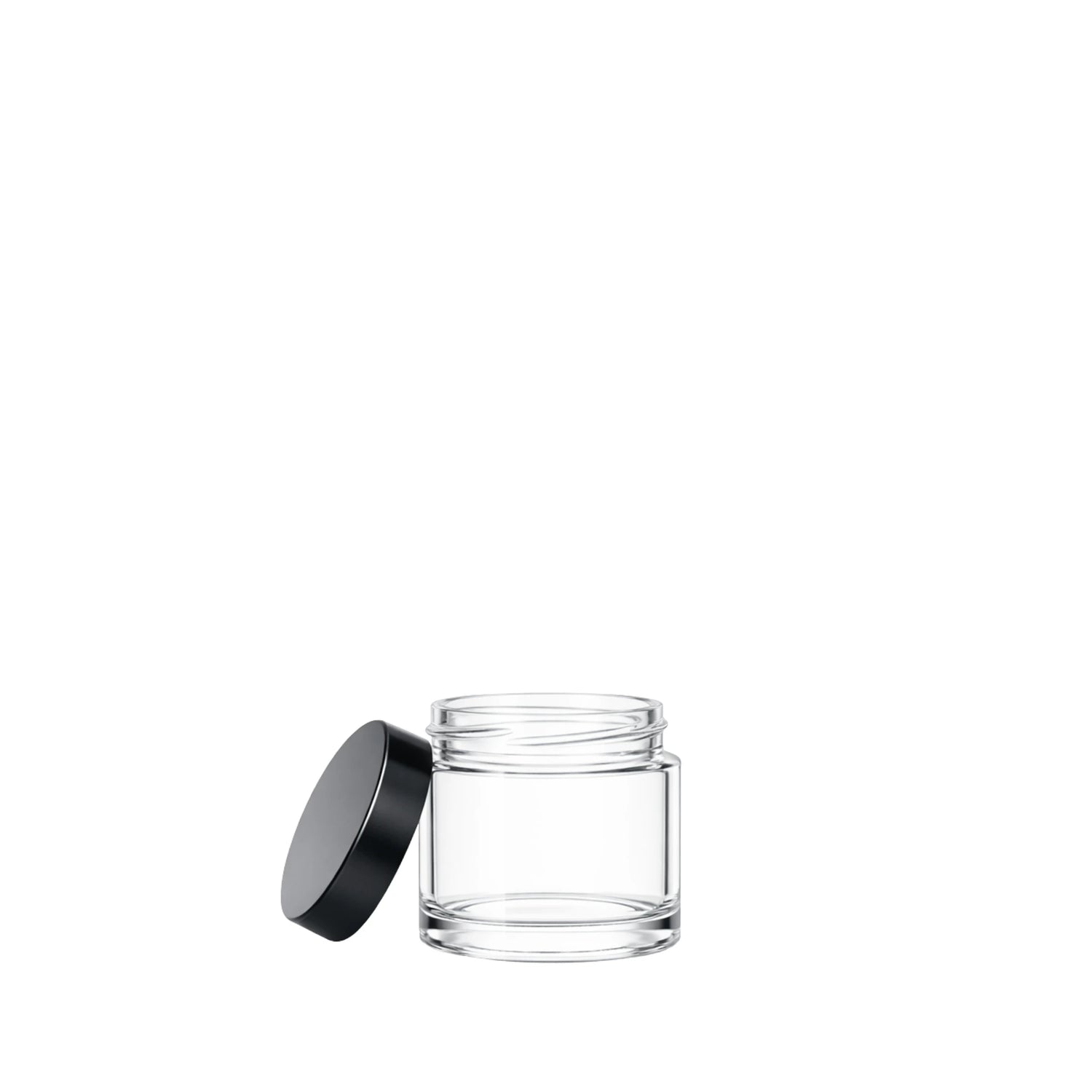 15ml clear glass ointment jar with black lid