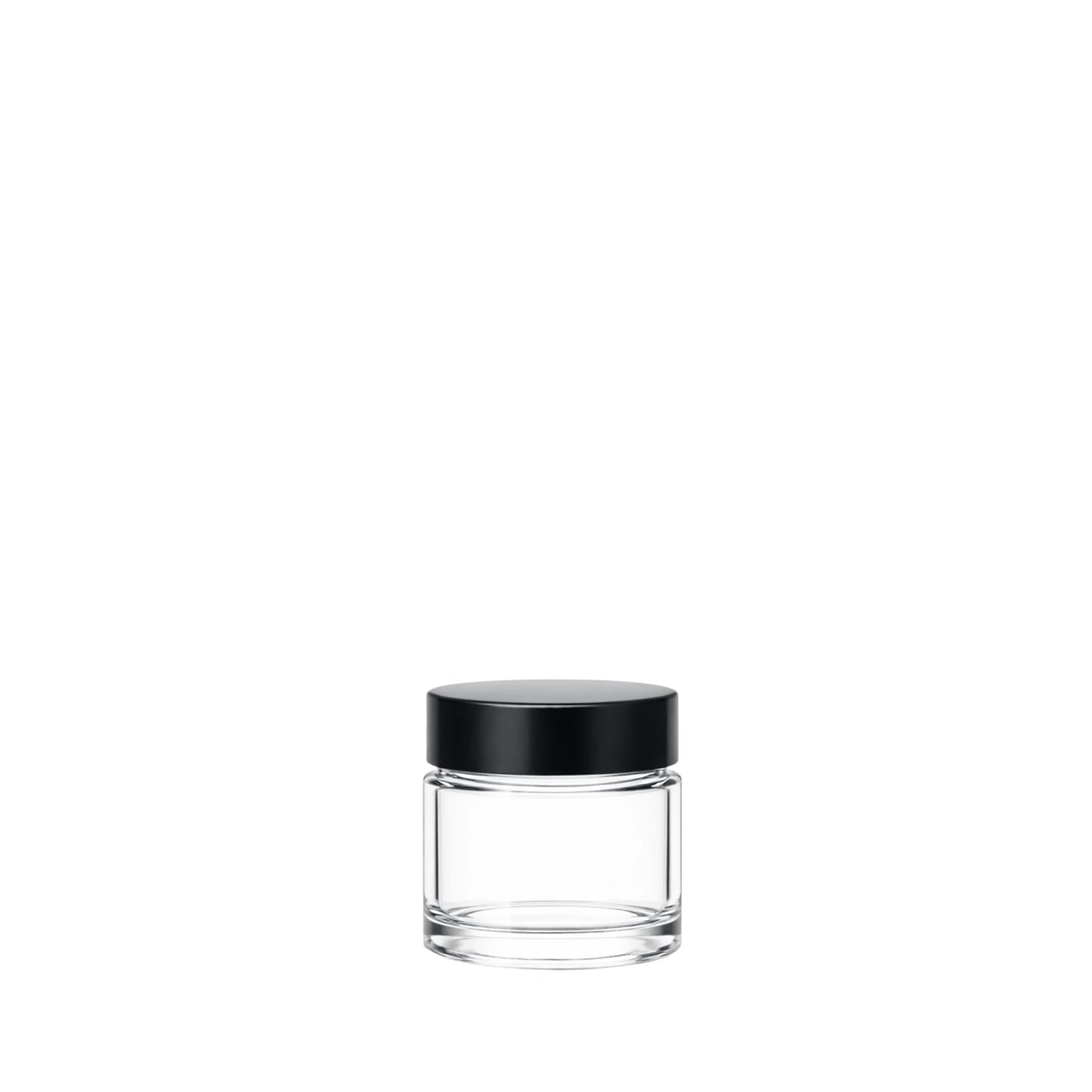 15ml clear glass ointment jar with black lid