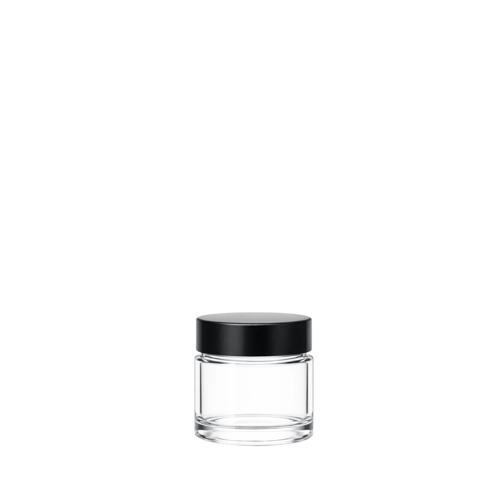 15ml clear glass ointment jar with black lid