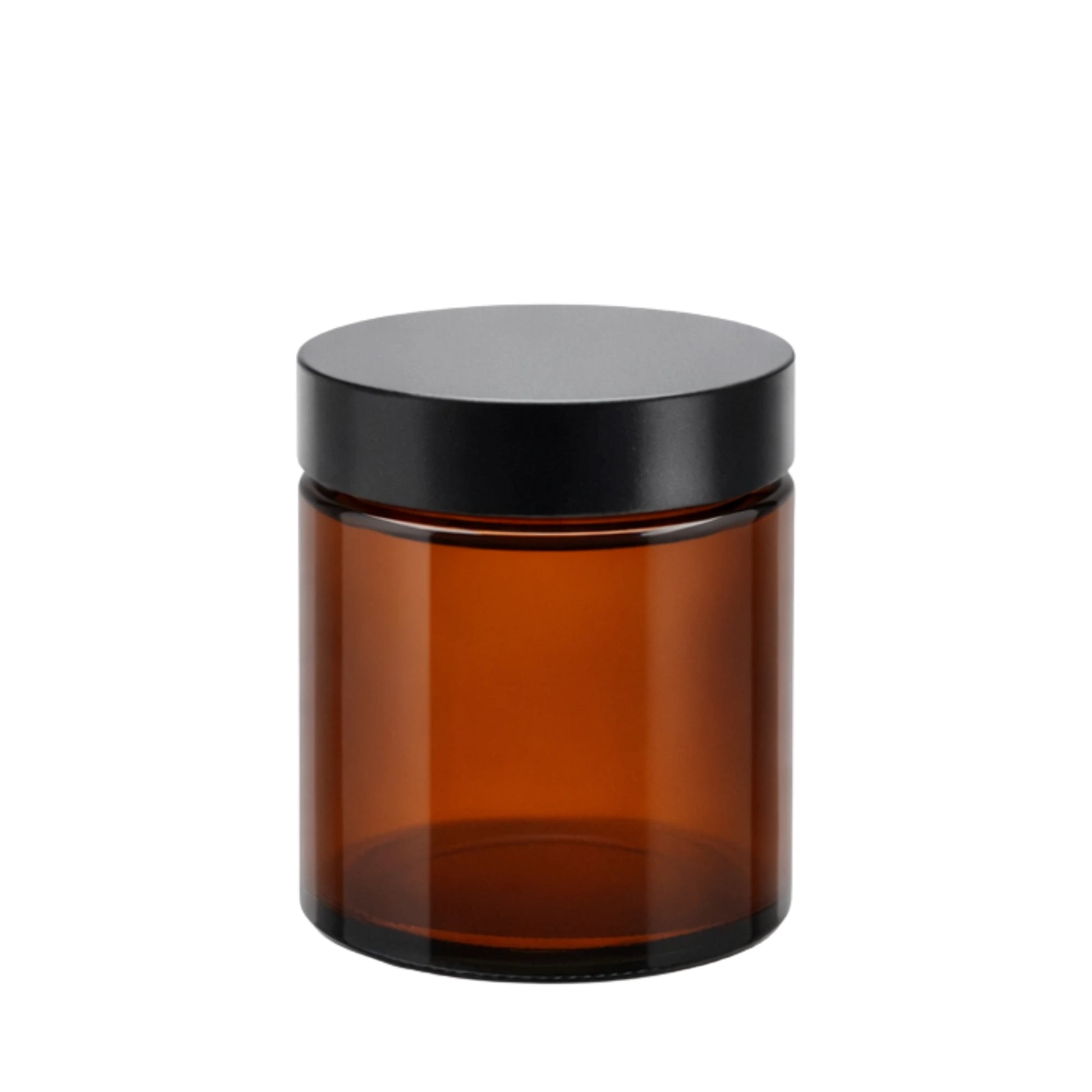 180ml amber ointment jar with black lid