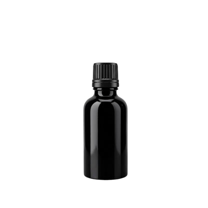 50ml Black Round Glass Dropper Bottle