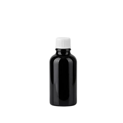 50ml Black Round Glass Dropper Bottle