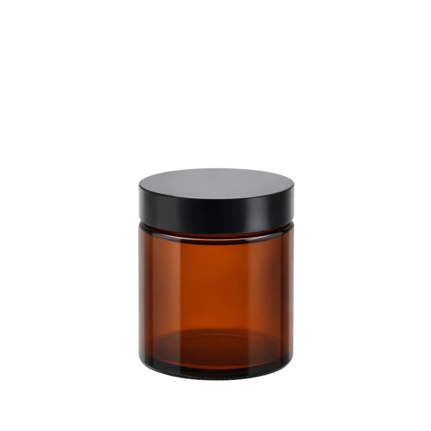 60ml amber ointment jar with black lid