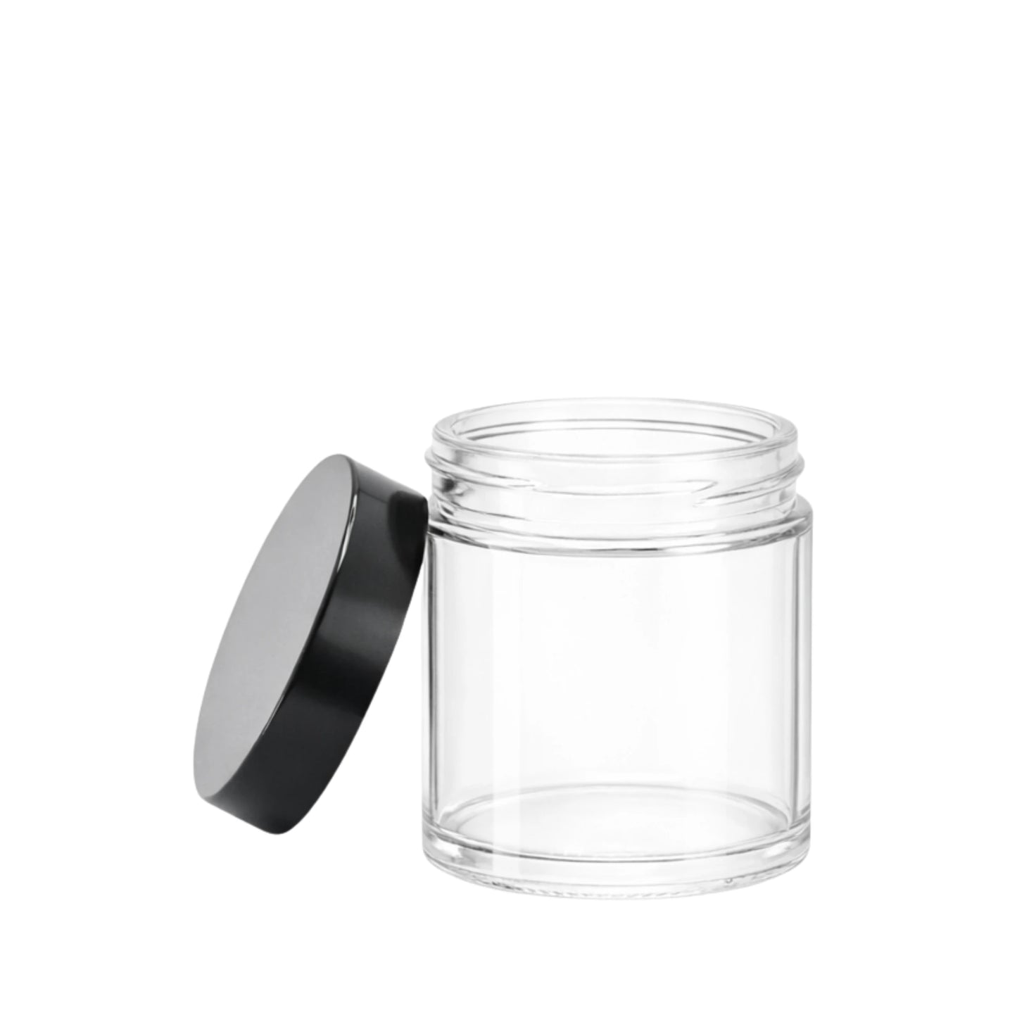 60ml Clear glass candle jar with black lid
