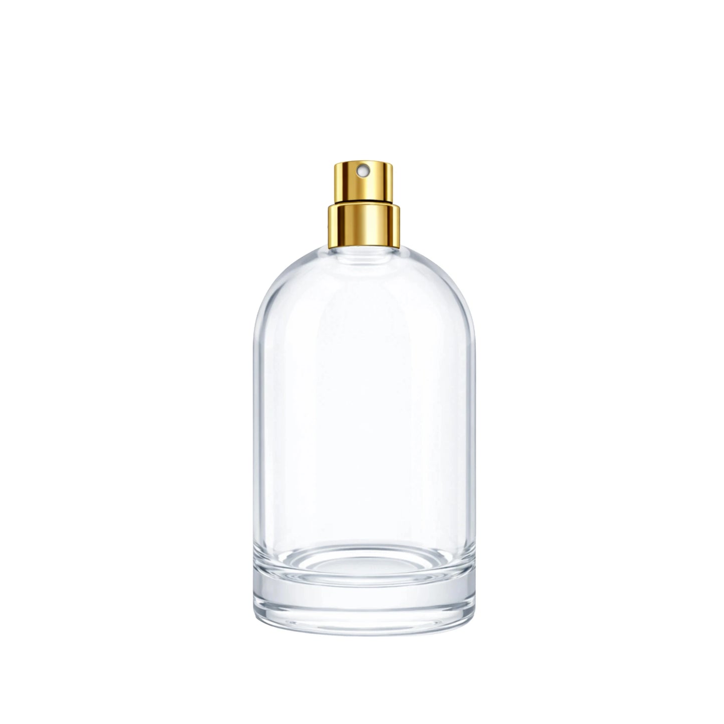 100ml Bazille clear fragrance bottle with gold spray atomiser
