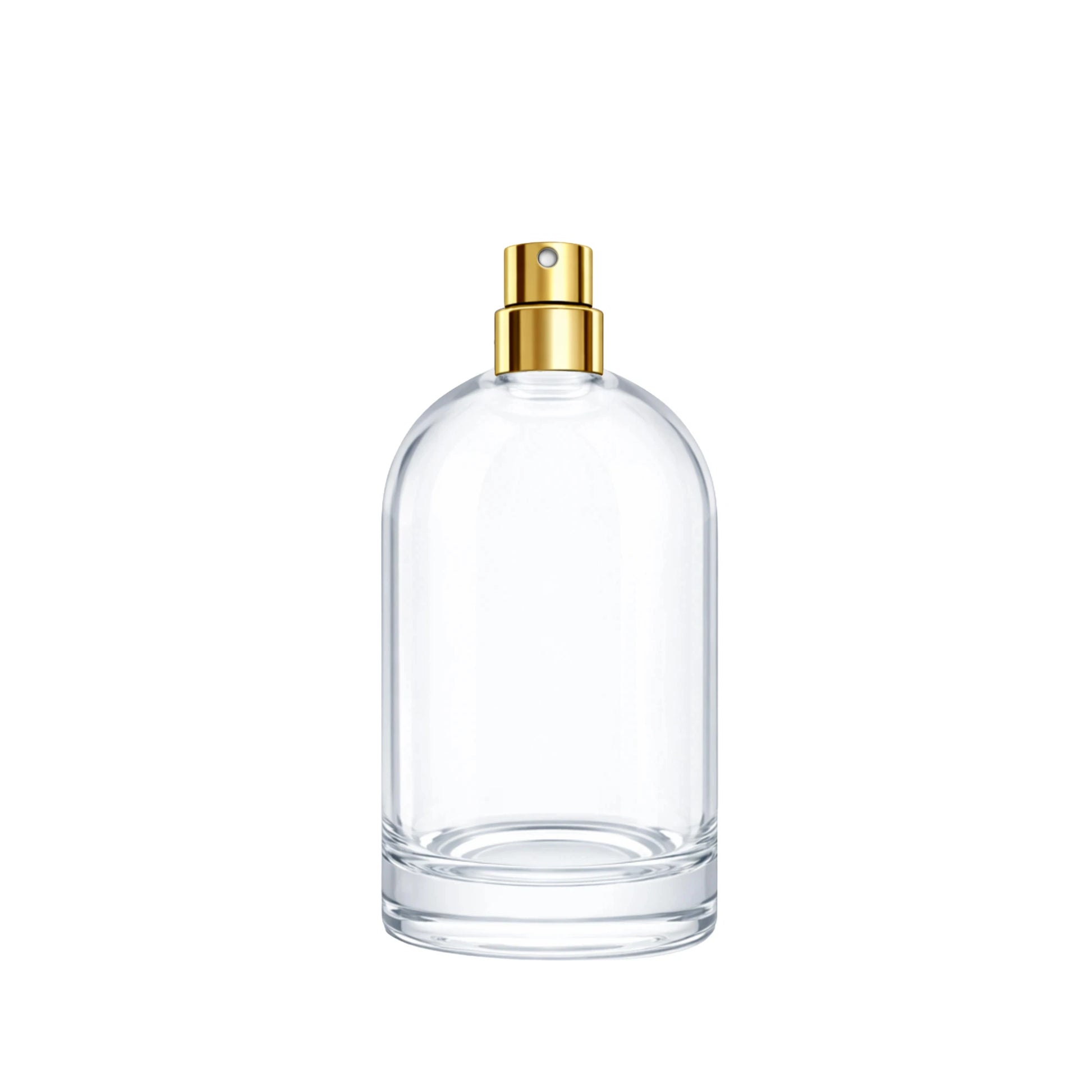 100ml Bazille clear fragrance bottle with gold spray atomiser