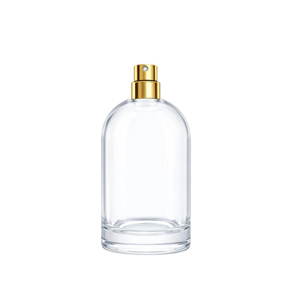 100ml Bazille clear fragrance bottle with gold spray atomiser