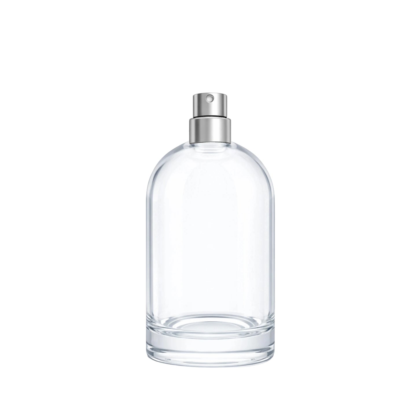 Bazille 100ml clear glass fragrance bottle with matt silver atomiser