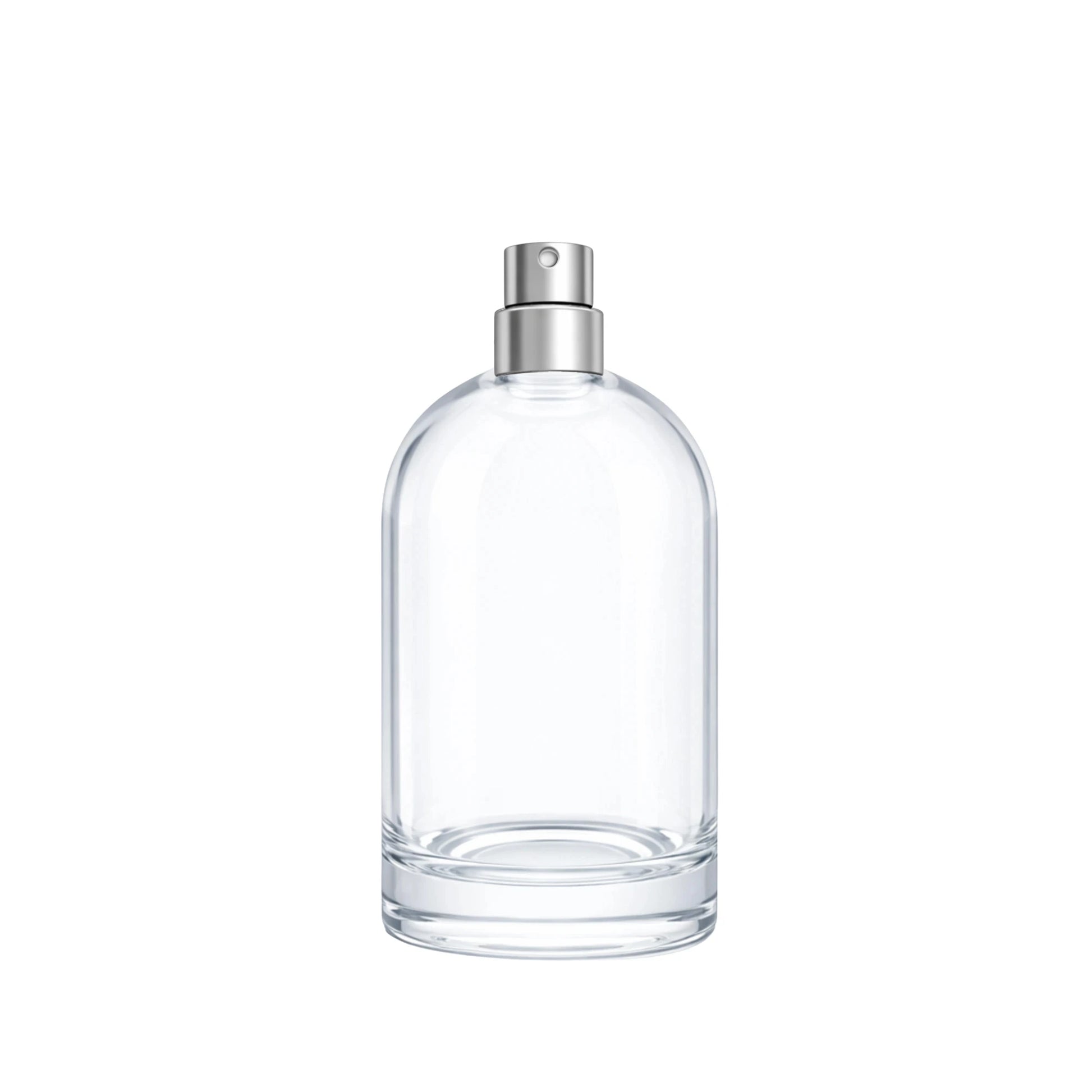 Bazille 100ml clear glass fragrance bottle with matt silver atomiser