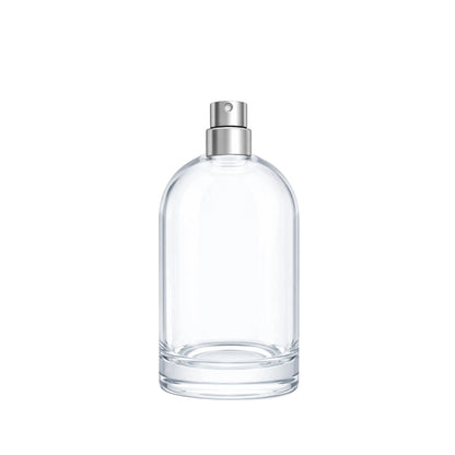 Bazille 100ml clear glass fragrance bottle with matt silver atomiser
