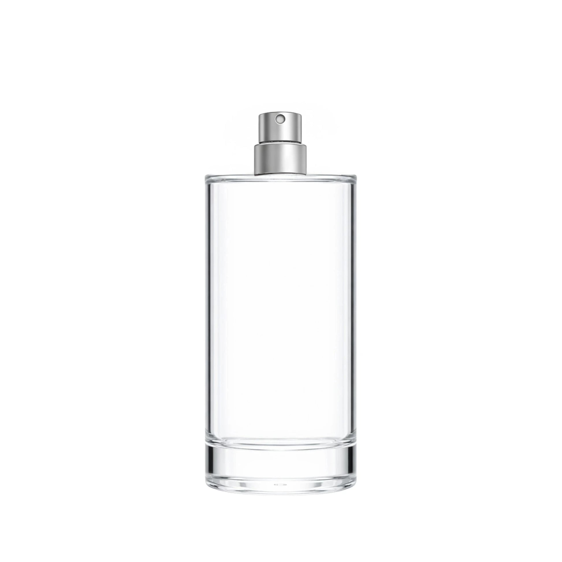100ml Charlotte clear glass fragrance bottle with matt silver atomiser