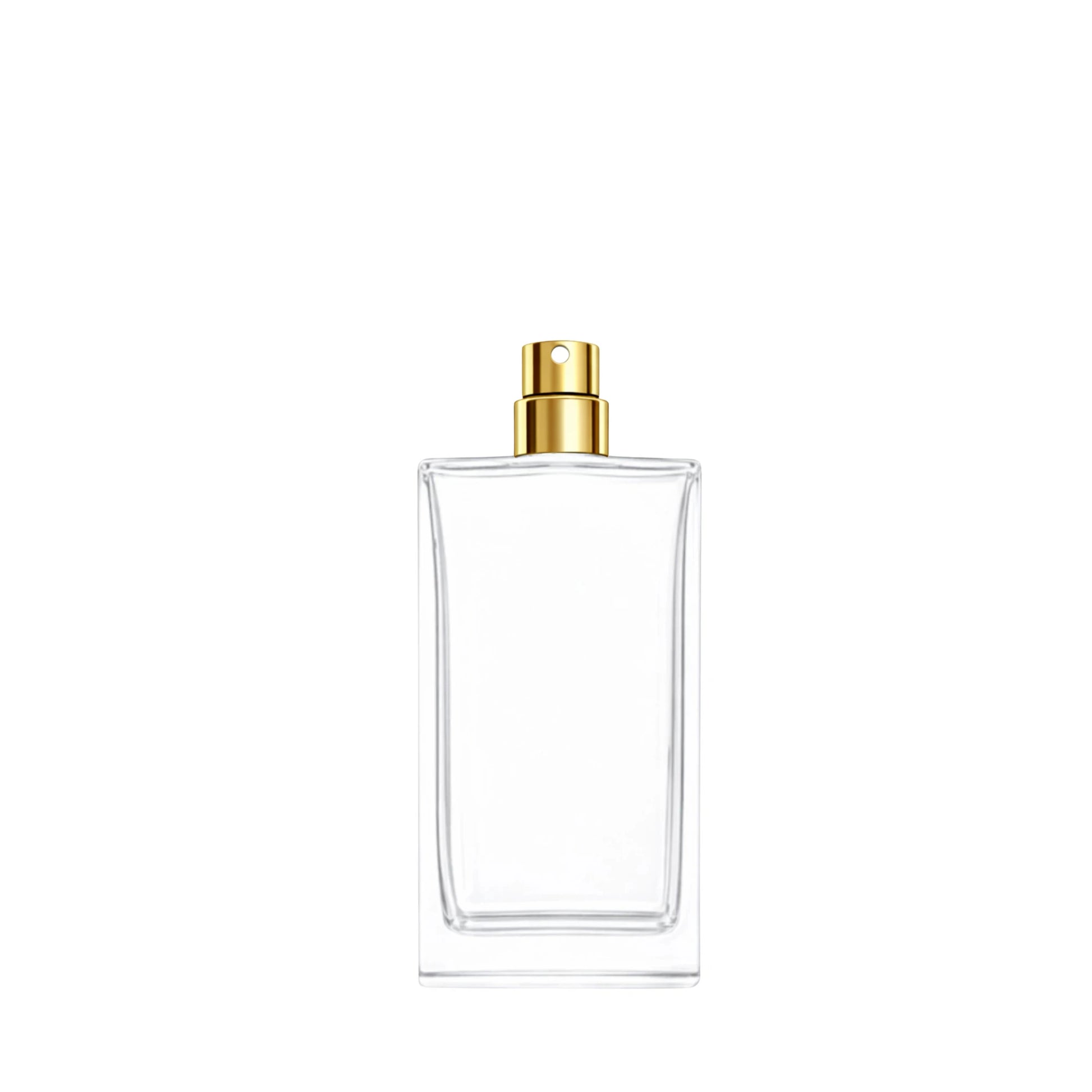 Delacroix 50ml clear fragrance bottle with gold atomiser
