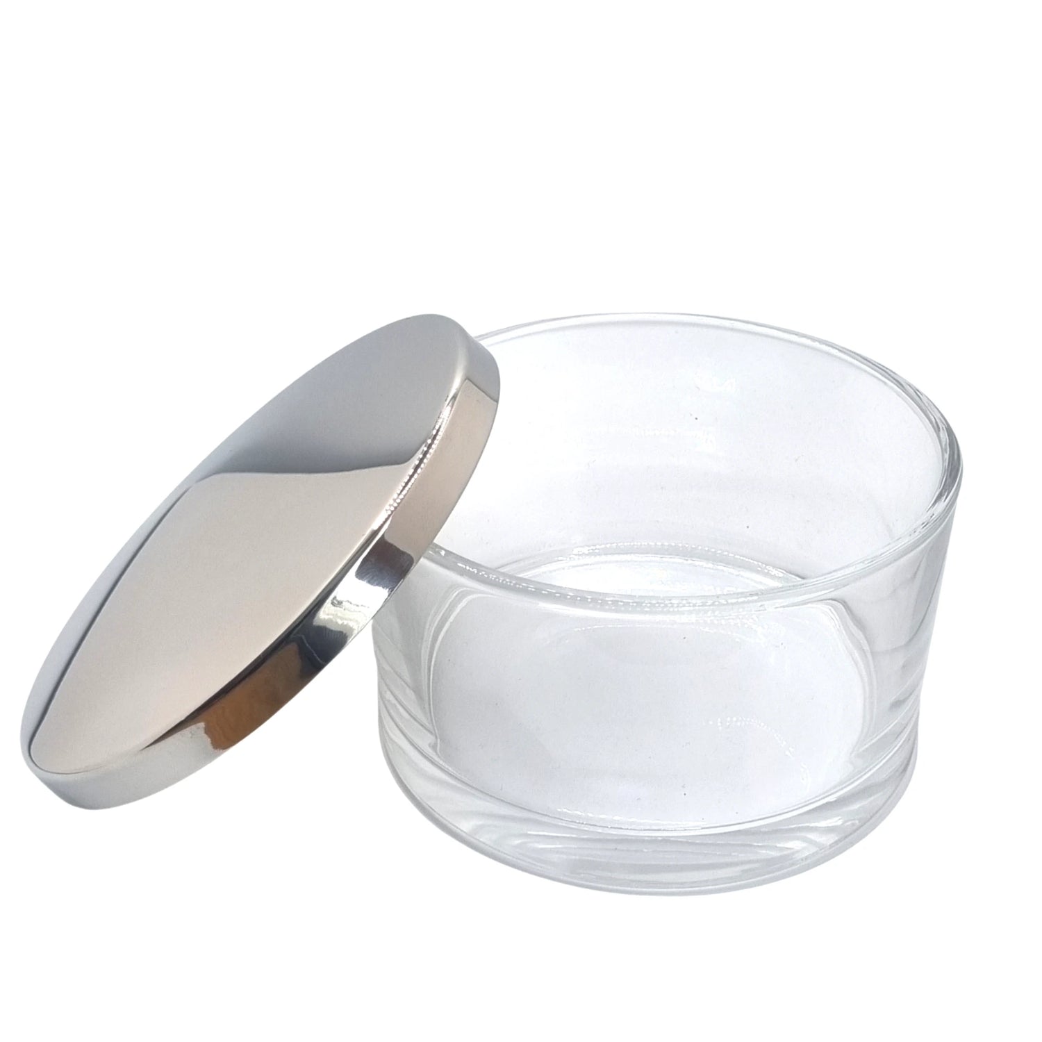 50cl Flat candle glass with silver lid
