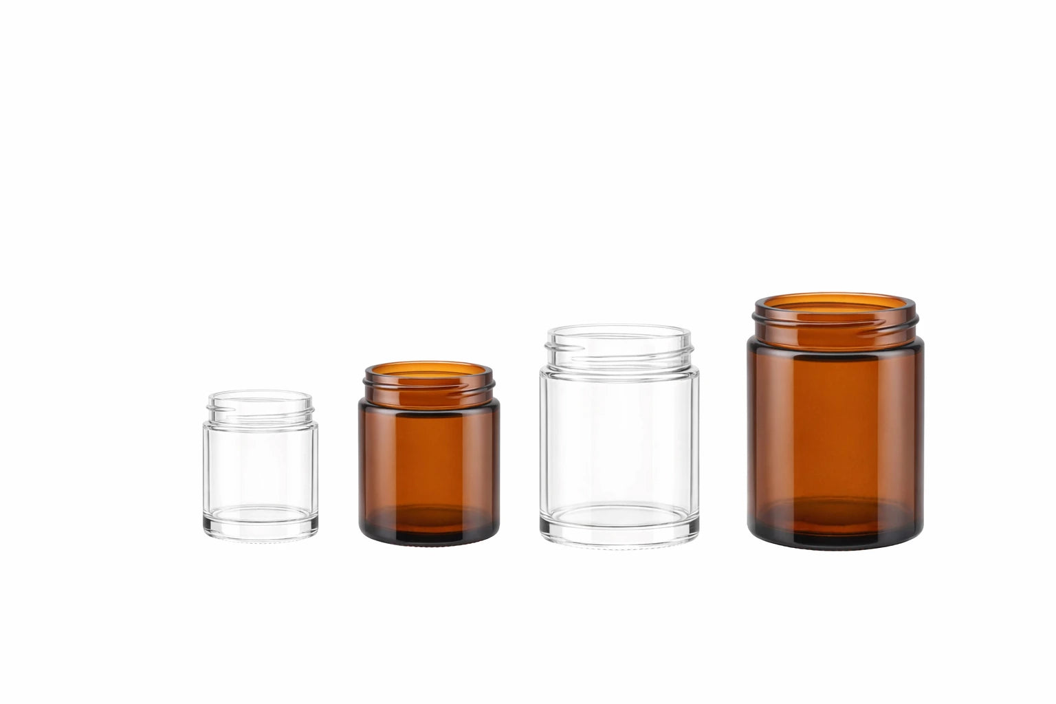 Amber and clear glass candle jars