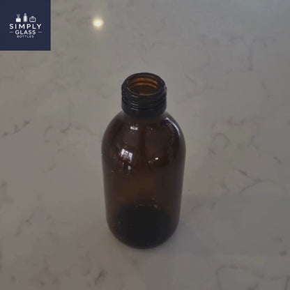 200ml Alpha/Sirop Amber Round Glass Bottle (Pallet Qty 2,345 Units)