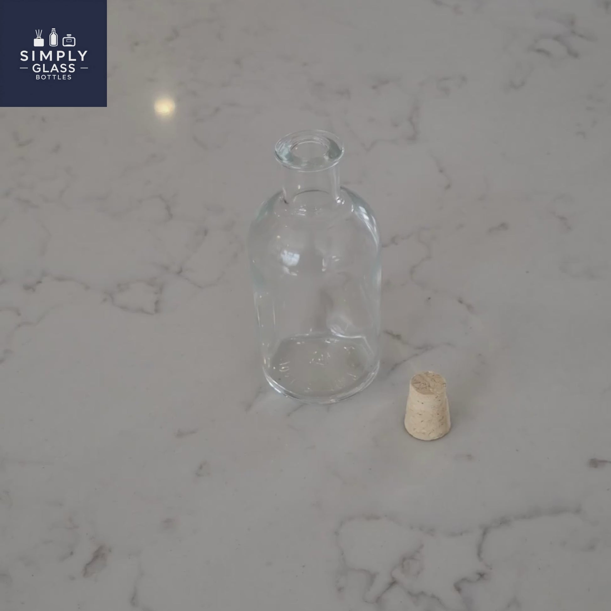 15mm Natural Cork with clear glass bottle