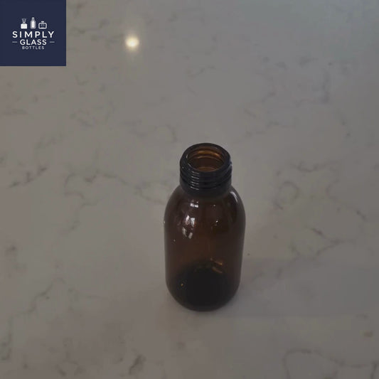 100ml Alpha/Sirop Amber Round Glass Bottle (Pallet Qty 4,680 Units)