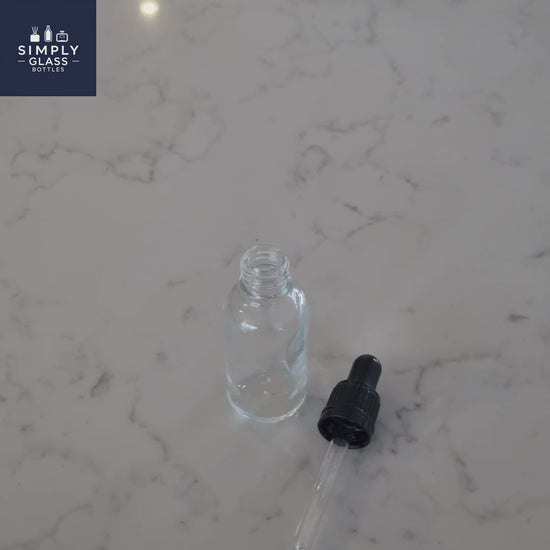 77ml Black Pipette with clear glass dropper bottle