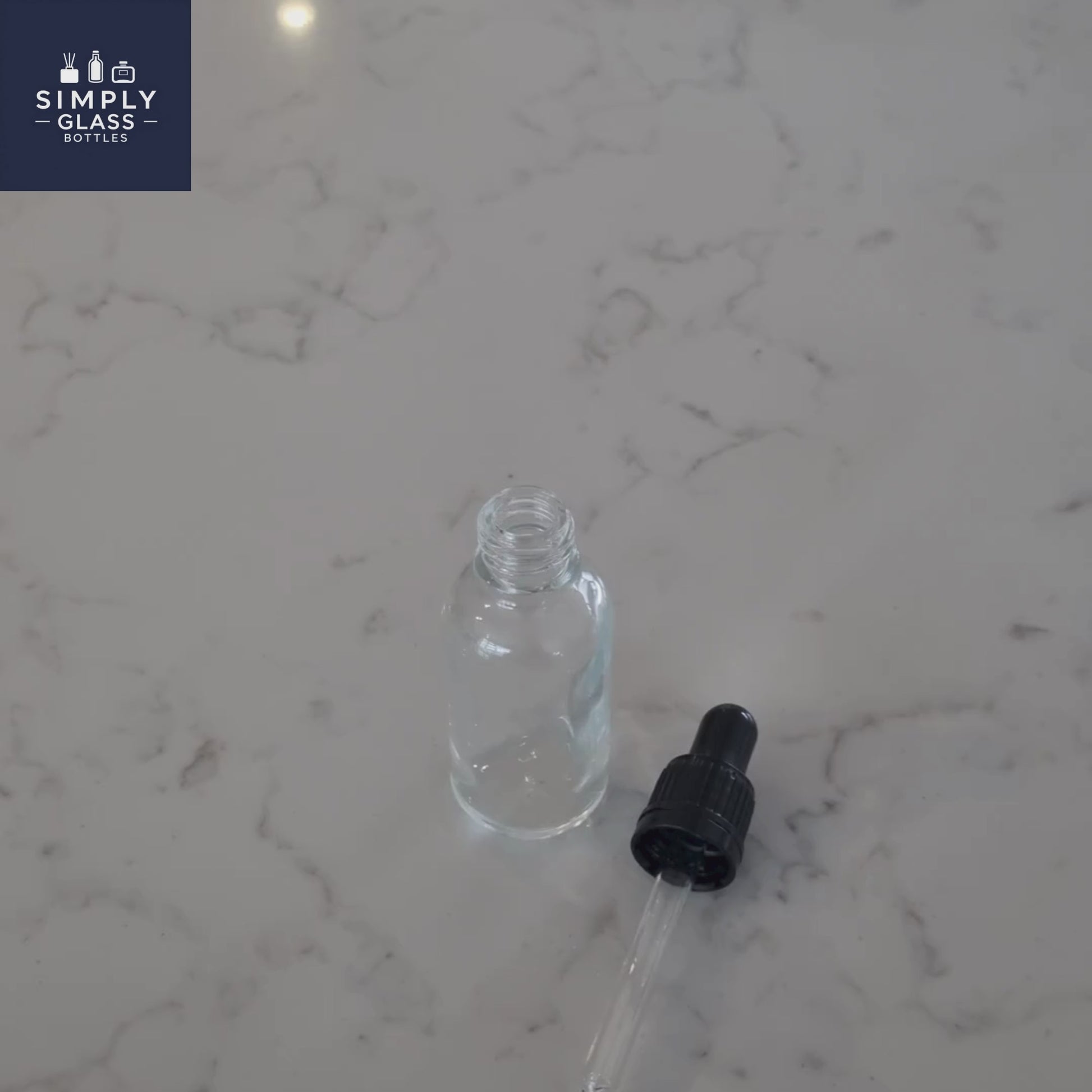 77ml Black Pipette with clear glass dropper bottle