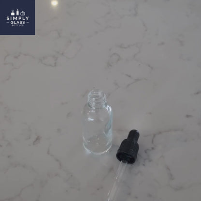 77ml Black Pipette with clear glass dropper bottle