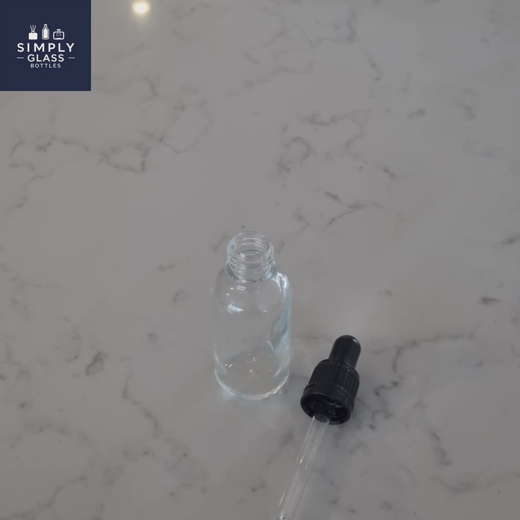 77ml Black Pipette with clear glass dropper bottle