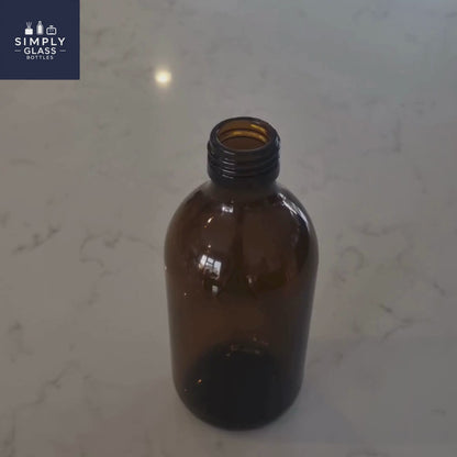 300ml Alpha/Sirop Amber Round Glass Bottle (Pallet Qty 1,530 Units)
