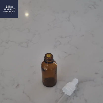 77ml White Pipette with amber glass dropper bottle