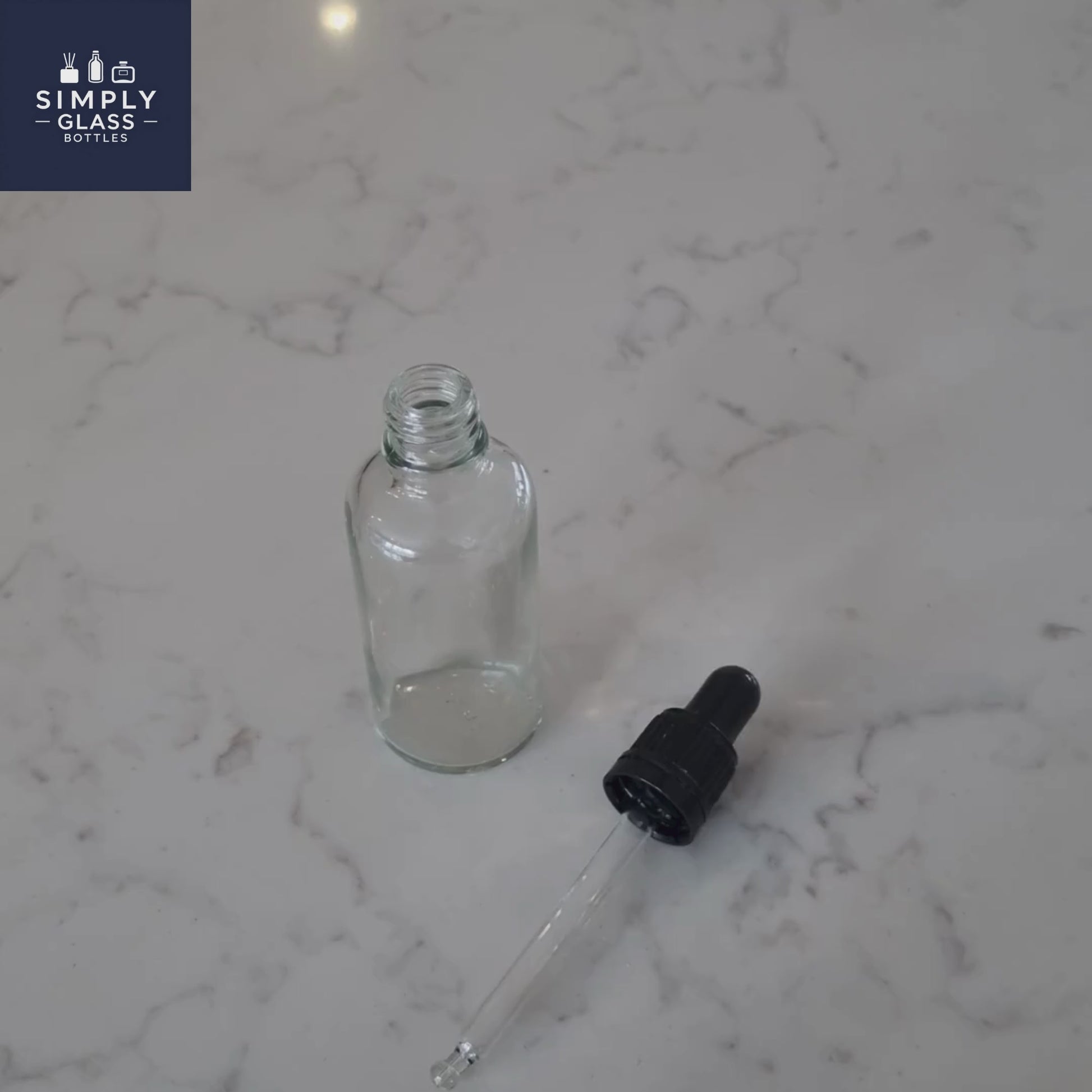 89ml Black Pipette with clear glass dropper bottle