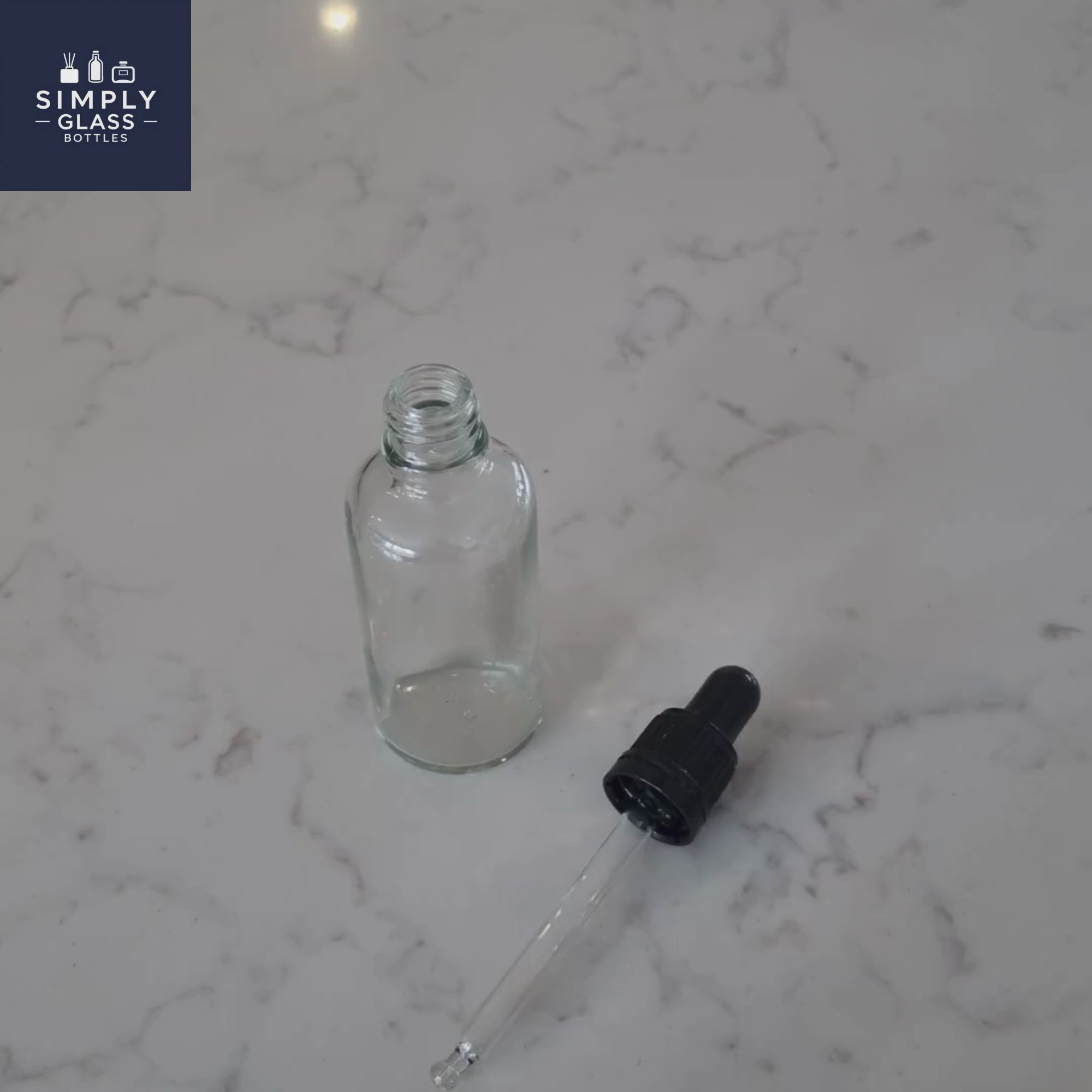 89ml Black Pipette with clear glass dropper bottle