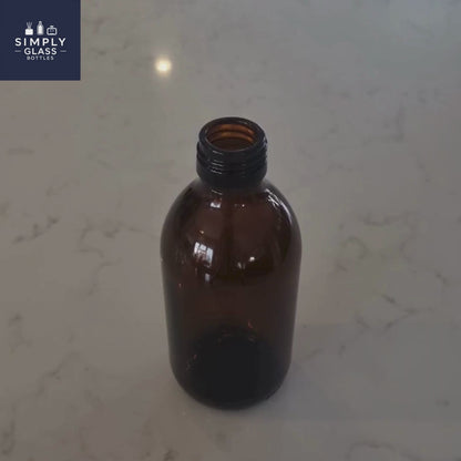 250ml Alpha/Sirop Amber Round Glass Bottle (Pallet Qty 2,205 Units)