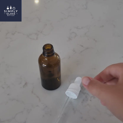 89ml White Pipette with amber glass dropper bottle