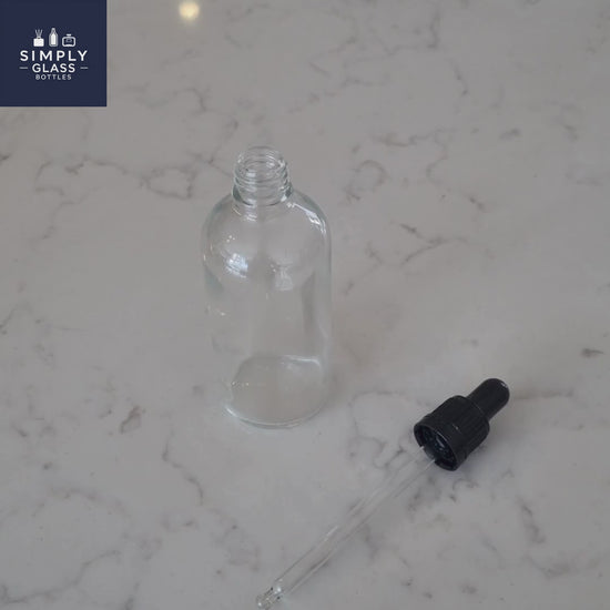 105ml Black Pipette with clear glass dropper bottle