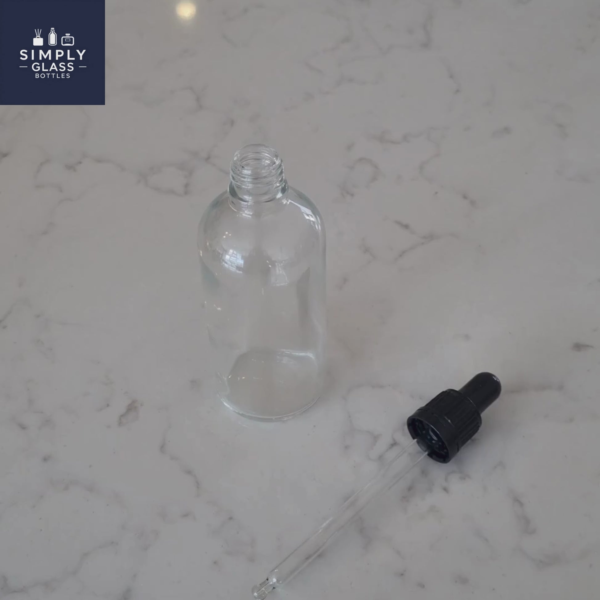 105ml Black Pipette with clear glass dropper bottle