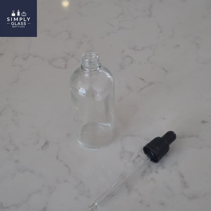 105ml Black Pipette with clear glass dropper bottle