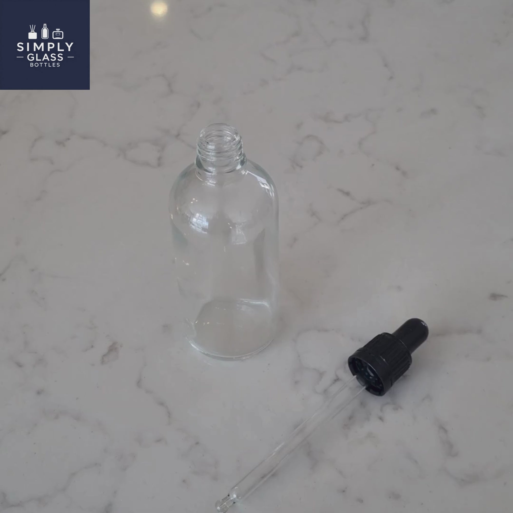 105ml Black Pipette with clear glass dropper bottle